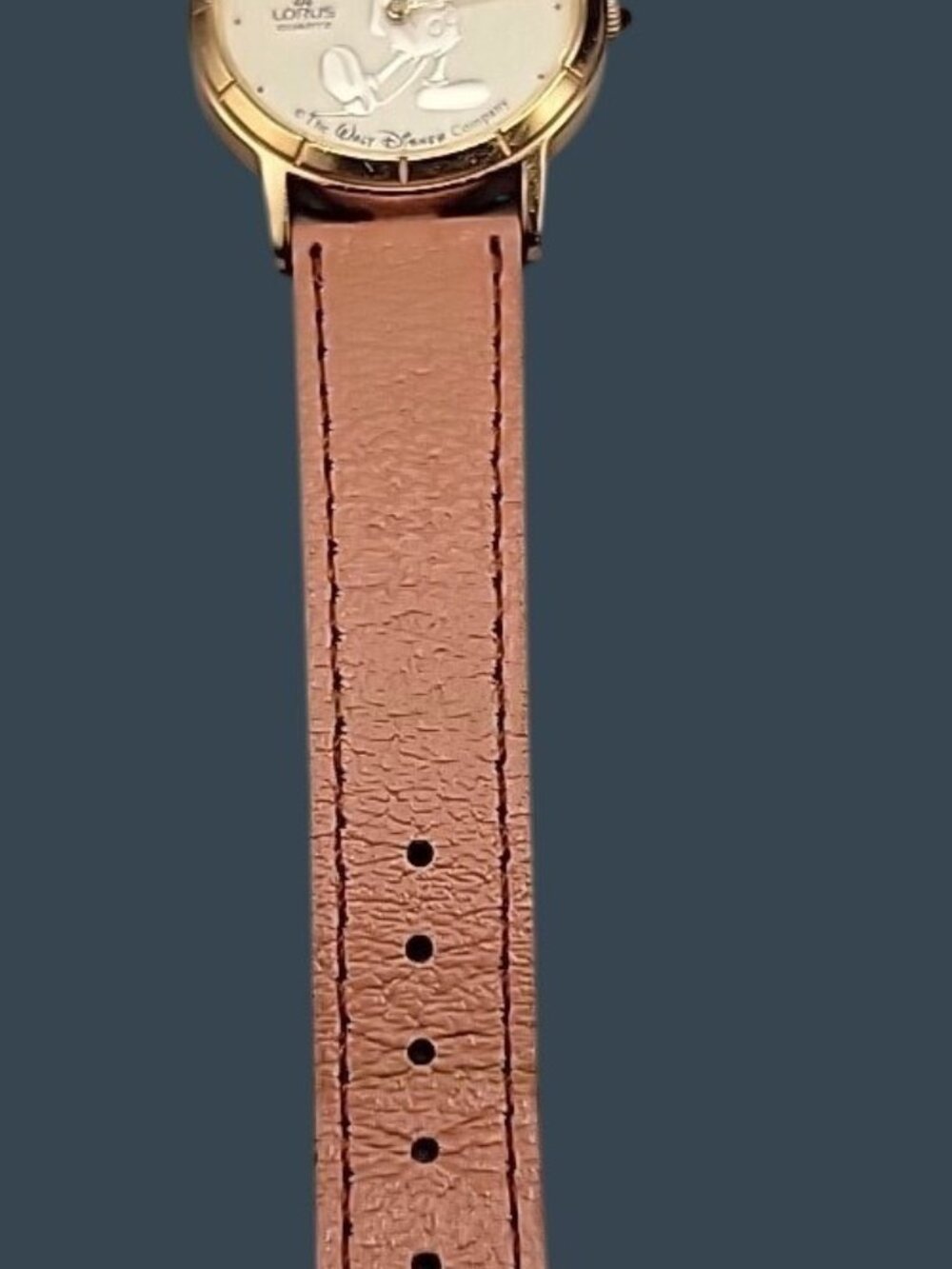 Vtg Lorus Seiko Mickey Mouse Quartz Watch V811-5410 Gold Tone 7" Leather Band - Picture 7 of 16